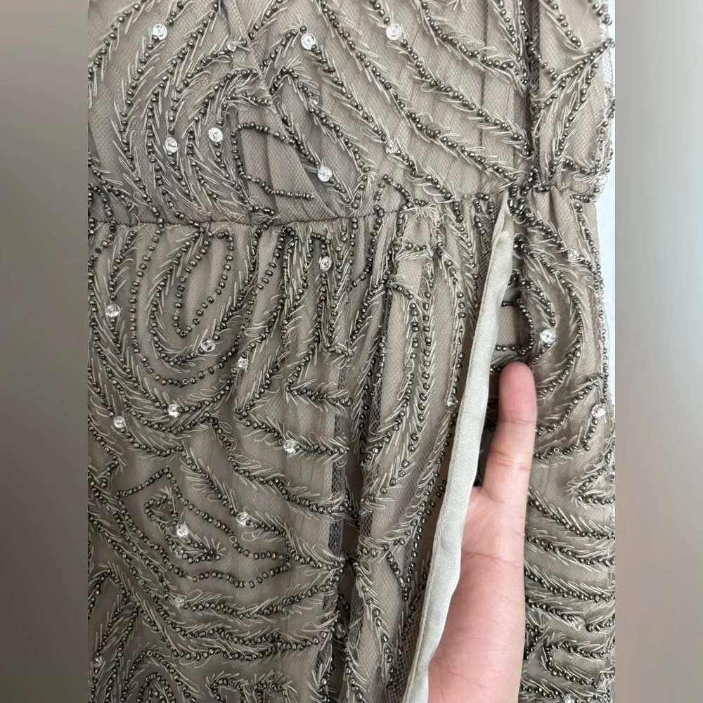 Alice + Olivia Tan Beaded Mini Dress cocktail size xs - Picture 8 of 9